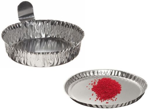 Aluminium weigh dish with hadle, 57mm dia x 14mm high, 100 per Pack