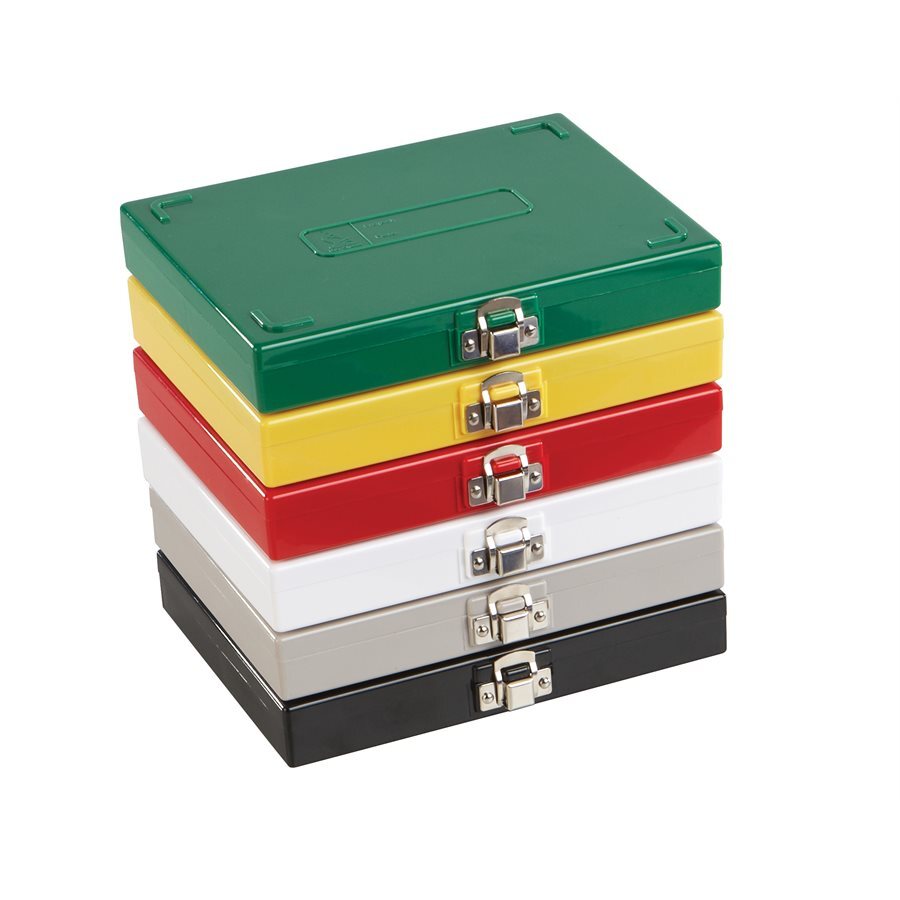 Premium Microscope Slide Box with nickel clasp, 100 place, cork lined, Green Southern Cross