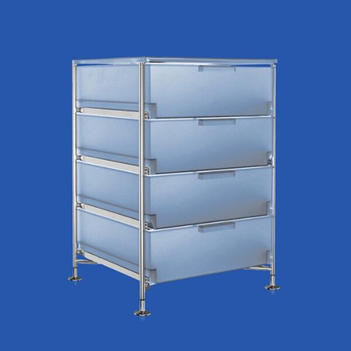 Slide storage system, 4 draws, fixed feet