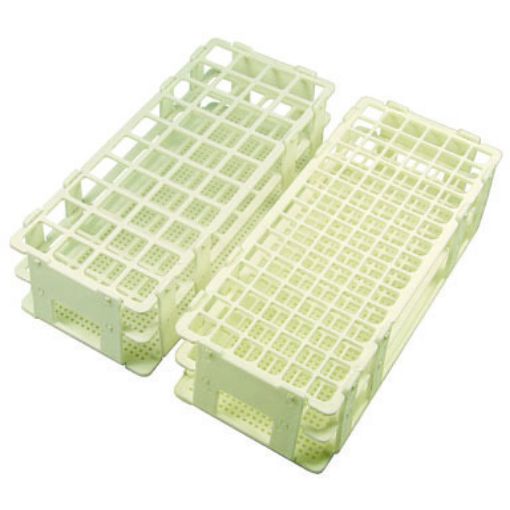 Test tube rack for 30mm diameter test tubes, 21 place, 3 x7 array, white, autoclavable, 70x245x110mm (HxLxD)