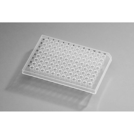96 well PCR plate, Semi Skirt, free of RNase, DNase, PCR inhibitors, pyrogen-free, 10 plates per pack