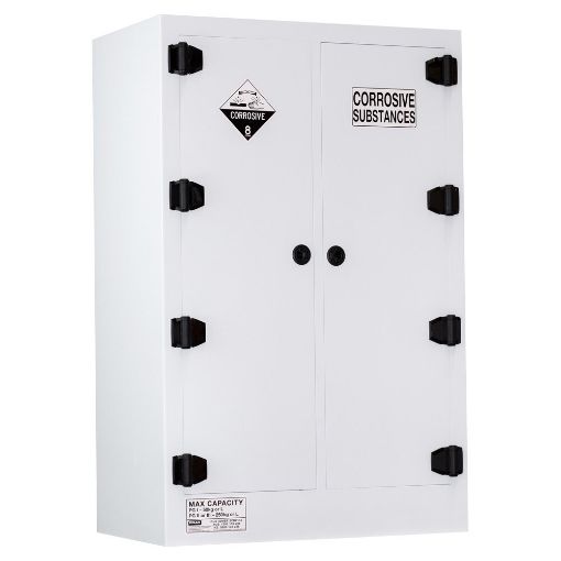 250L Corrosive Cabinet, Polypropylene, 2 door, segragated, 6 shelves