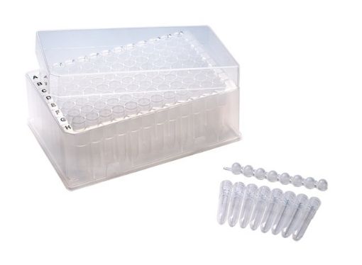 1.2ml 8-Strip cluster tubes, Racked, free of RNase, DNase, PCR inhibitors, pyrogen-free, 10 racks 96 tubes per rack, (960 tubes)
