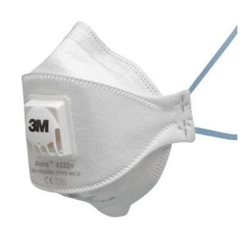 3M 9322 Respirator Particulate P2 Mask with valve, 10 per Pack