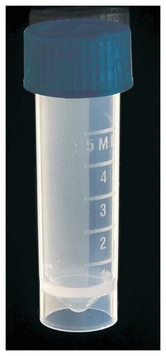 Axygen 5 ml self standing screw cap transport tube, blue cap, clear sterile, 500 per Pack