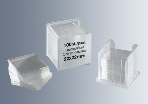 Cover slips #1.5, 22x22mm, hinged-lid box, 200 per Pack