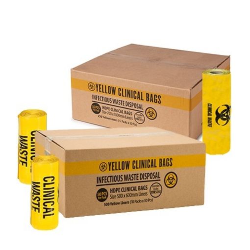 Clinical Waste bag, yellow, 30L, 500mm x 600mm, 500 per Pack