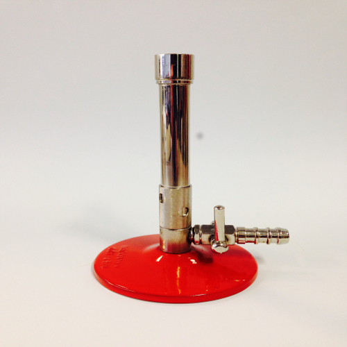 Bunsen Burner with flame retention collar, with stopcock on gas inlet