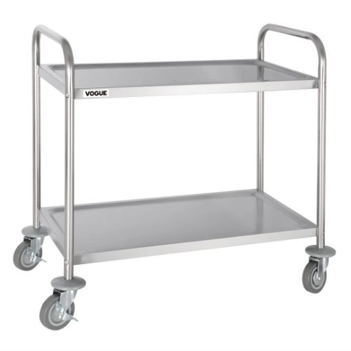 Vogue Stainless Steel 2 Tier Cleaning Trolley. Medium - 810h x 855w x 455dmm