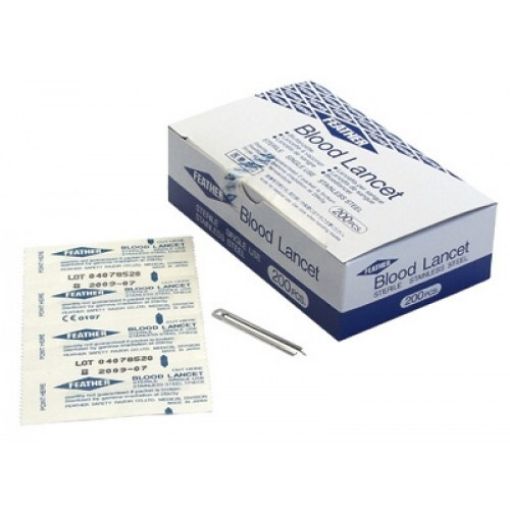 Feather Disp SS Blood Lancet. 200 per Pack