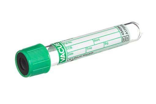 4ml Lithium Heparin Green/Black Cap, 50 per Pack