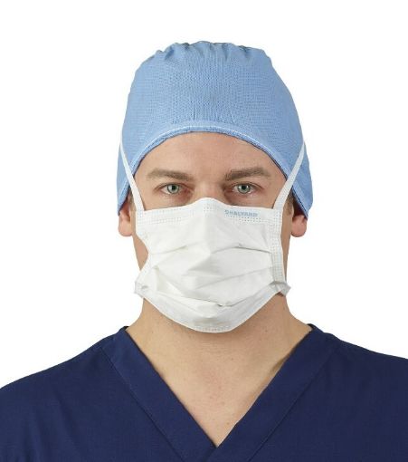 Fog Free Surgical Mask, Pleat Style with Ties, Blue, pack 300