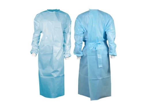 SafeWear Isolation Gown AAMI Level 2 Blue-Regular, 5 bags of 10 gowns, carton of 50