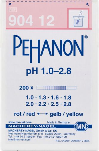 pH Indicator Strips 1.0-2.8 (0.2/0.3 unit intervals), 200 Strips