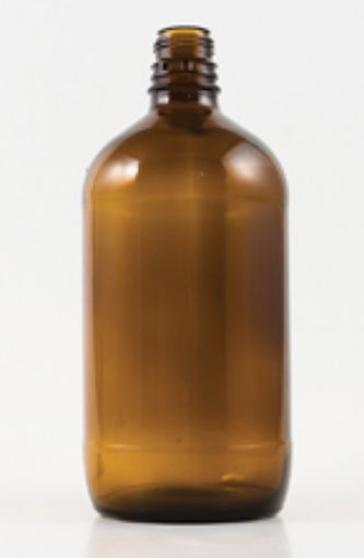 2.5L Amber glass bottle with black screw cap, 6 per Pack