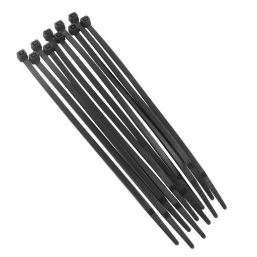 Cable ties, 200mm x 2.4mm, black, 100 per Pack