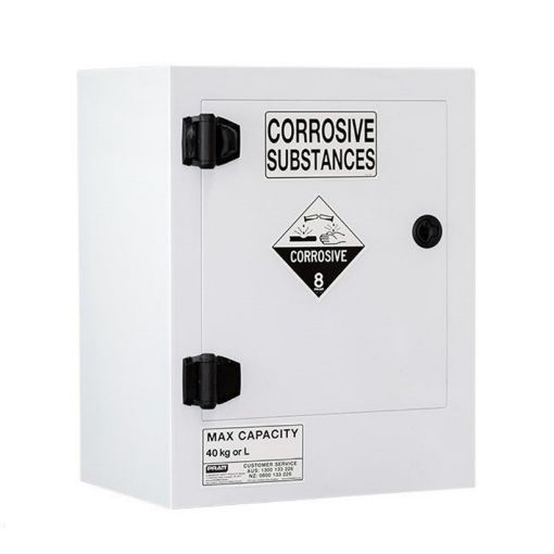 40L Corrosive storage cabinet, underbench, single door, 1 shelf, 720 H x 556 W x 506mmD