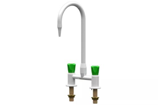 Laboratory Tap Mixing Set with Swivel Gooseneck Outlet, Slimline Bench Mounted