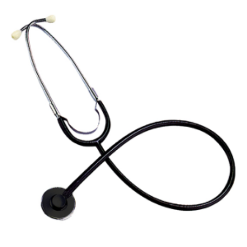 Nurse Stethoscope, Single Head, Black Tube with Silver Flat Chest Piece