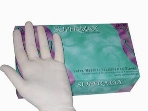Supermax Powdered Latex Gloves Micro Textured - Medium, 100 per Pack