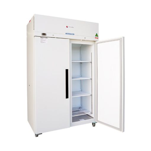 950L laboratory freezer, 15 to 20°C, double solid doors, 4 shelves
