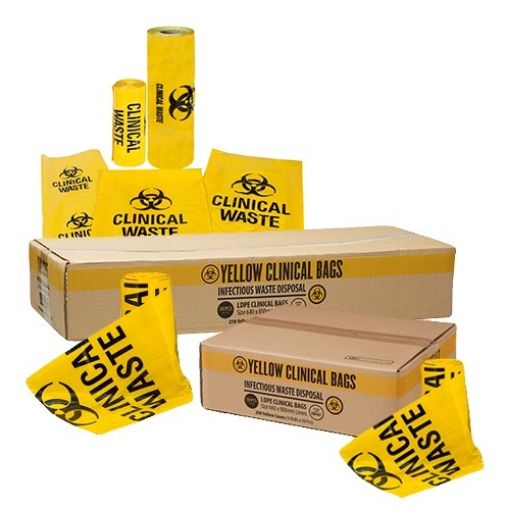 Yellow Medical Waste Bags 120x86cm, 200 per Pack