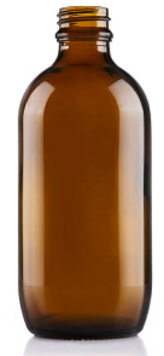 200ML AMBER GLASS PGP PHARM ROUND BOTTLE  24MM TAMPERTEL FINISH 50PER PACK