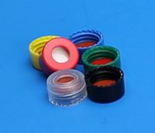 Caps and Septa; 9mm Screw Thread Cap with PTFE/Rubber, 100 per Pack