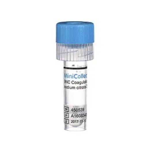 Mini Collect Tube 1ml 9NC Coagulation sodium citrate 3.2% light blue cap, 50 per Pack