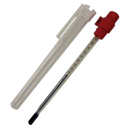 Picture of Thermometer, Pocket, 155mm, R/S, -10/110C, Clear Plastic Case, Red Cap