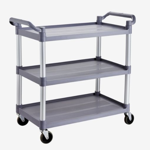 Picture of Trolley, 3 Shelves, Alum. Frame, P/P Shelves 800x430x960mm