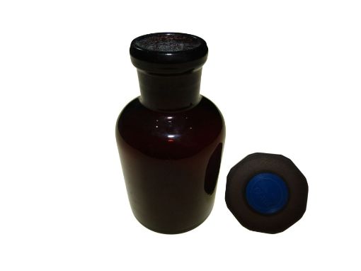 Picture of Bottle, Reagent, Amber Glass, 60mL, Narrow Mouth, Polystopper