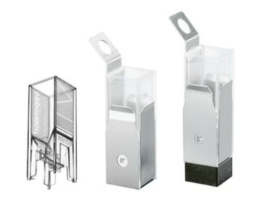 Picture of UVette® starter set, 80 UVettes and 1 universal adapter for light path height 15 mm, convertible to 8.5 mm, 50 – 2,000 µL