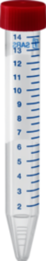 Picture of 15ml Centrifuge Tube Polypropylene, red screw cap, graduations, sterile, 500 per Carton