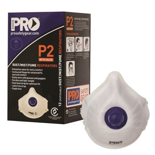 Picture of P2 Particulate Respirator Mask, with breather valve, pk 12