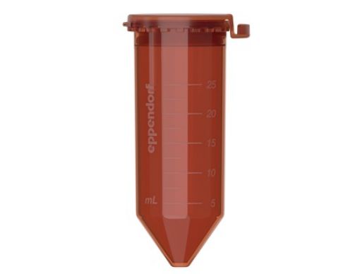 Picture of Eppendorf Conical Tubes 25 mL, SnapTec®, amber, sterile, pyrogen- , DNase-, RNase- and DNA-free, 150 pcs. (6 bags x 25 tubes)