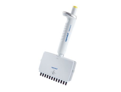 Picture of Eppendorf Reference® 2, 12-channel, variable, incl. epT.I.P.S.® Box, 10 – 100 µL, yellow.