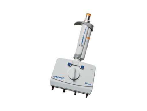Picture of Eppendorf Research® plus Move It®, 4-channel, 9-14 mm cone distance, variable 30-300 µL, orange, incl. epT.I.P.S.® Box