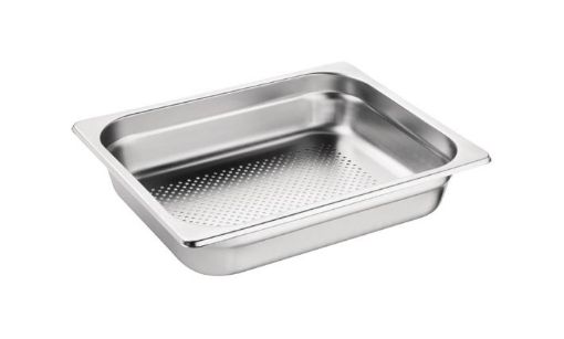 Picture of Vogue Stainless Steel Perforated 1/2 Tray 65mm (D) , Dimensions 325(L) x 265(W)mm