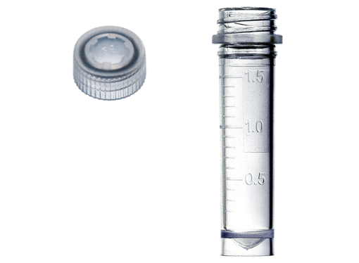 Picture of 2ml Assembled Graduated .Skirted Microtubes & Flat Screw Caps, Sterile, certified free of detectable DNase, RNase, DNA, PCR inhibitors & endotoxins, pack of 50
