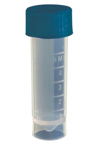 Picture of Axygen 5 ml self standing screw cap transport tube, blue cap, clear non- sterile, 1000 per Pack