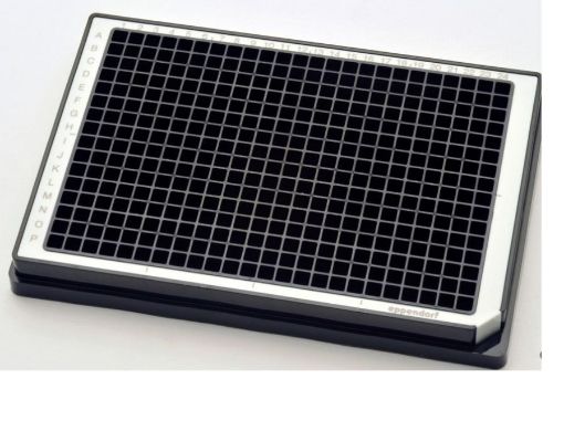 Microplate 384/V, wells black, PCR clean, white, 80 plates (5 bags × 16 plates)