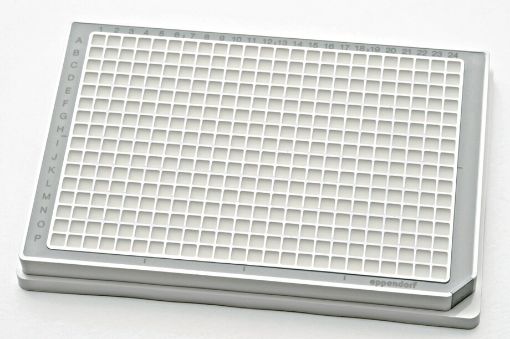 Microplate 384/V, wells white, PCR clean, gray, 80 plates (5 bags × 16 plates)