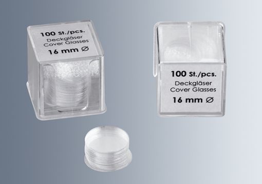 Picture of Coverslips #1.5, 12mm round, 100 pcs./two-part-box, 10 x packs of 100, (1000 pieces)