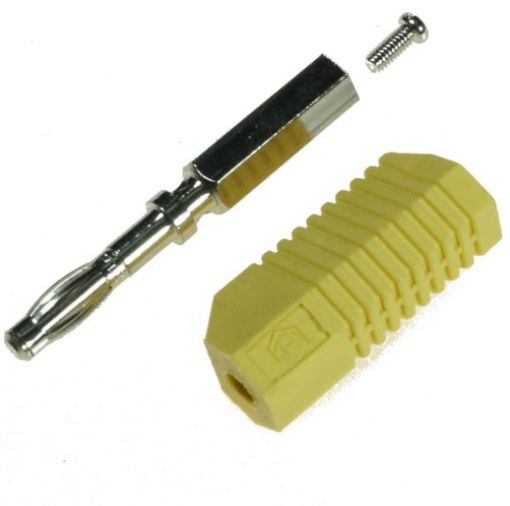 Picture of Banana Plug IEC 4mm 3-way yellow stackable, pk10