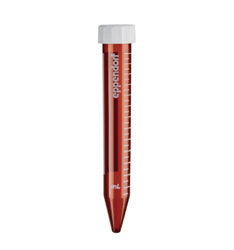 Picture of Eppendorf Conical Tubes, 15 mL, Sterile, pyrogen-, DNase-, RNase-, human and bacterial DNA-free, amber (light protection), 200 tubes (4 bags x 50 tubes) (previously 0030122194)