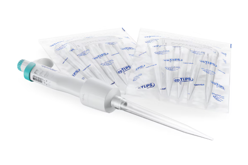 Picture of Eppendorf Research® 3 neo, 1-channel, 0.5 – 10 mL, turquoise, incl. epT.I.P.S.® sample bag (x 10 tips)