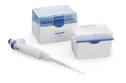 Picture of Eppendorf Research® 3 neo, 1-channel, 50 – 1,000 μL, blue, incl. epT.I.P.S.® Box 2.0 (x 96 tips) and ep Dualfilter T.I.P.S.® BioBased PCR clean and sterile Reload (x 96 tips)