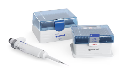 Picture of Eppendorf Research® 3 neo, 1-channel, 0.1 – 2.5 μL, dark gray, incl. epT.I.P.S.® Box 2.0 (x 96 tips) and ep Dualfilter T.I.P.S.® PCR clean and sterile Rack (x 96 tips)