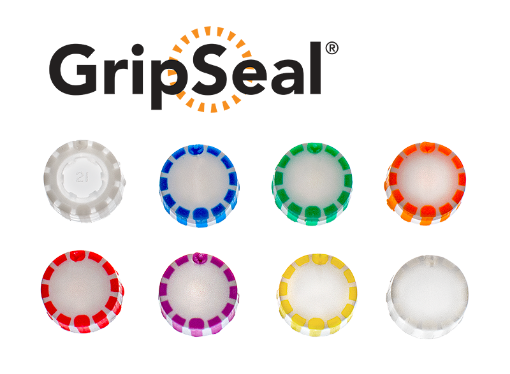 Picture of GripSeal Screw Cap with Molded O-Ring, Yellow, 500 per pack